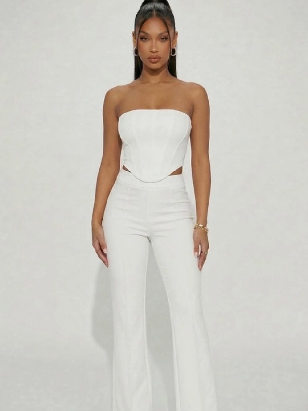 Strapless Corset Top & Flare Pants Set